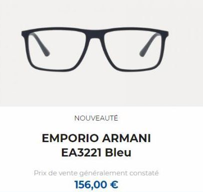 NOUVEAUTÉ  EMPORIO ARMANI  EA3221 Bleu  Prix de vente généralement constaté 156,00 € 