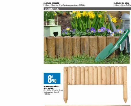 CLOTURE CROISÉE  100 L250 cm x 85 cm. Paint pour assemblage 344 BORDURES  890  BORDURE PINEDE À PLANTER  07 20135 112 cm 35 Travels 2004346 