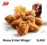 Pops  Menu 8 Hot WingsⓇ 9,45€  offre sur KFC