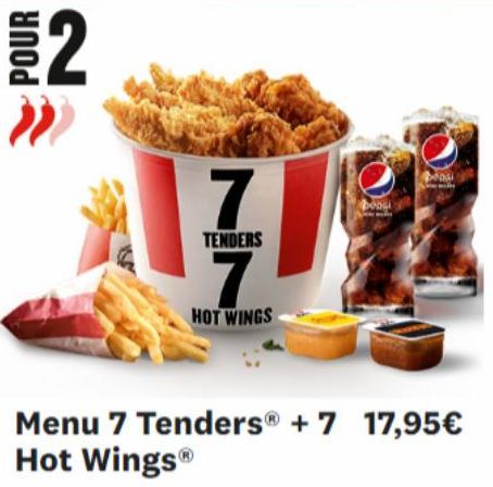 POUR  2  7  TENDERS  7  HOT WINGS  boogi  Menu 7 Tenders® + 7 17,95€ Hot WingsⓇ 