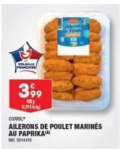 volaille francaise  399  100  m  corre  ailerons de poulet marines  au paprika ref. 5014410  hieren rouli 