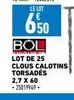 LE LOT  650  BOL  LOT DE 25 CLOUS CALOTINS TORSADES 2,7 X 60 