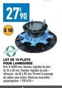 2790  lot de 10 plots pour lambourde dim. 50/80mm hauteur réglable du plot de 35 à 60 mm hauteur néglable du plat  de 60 à 85 mm fres  de cibles sous dalles matériel polypropylene 2014 