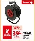 ENROULEUR 4 PRISES 25 m AUCHAN offre à 39,99€ sur Auchan