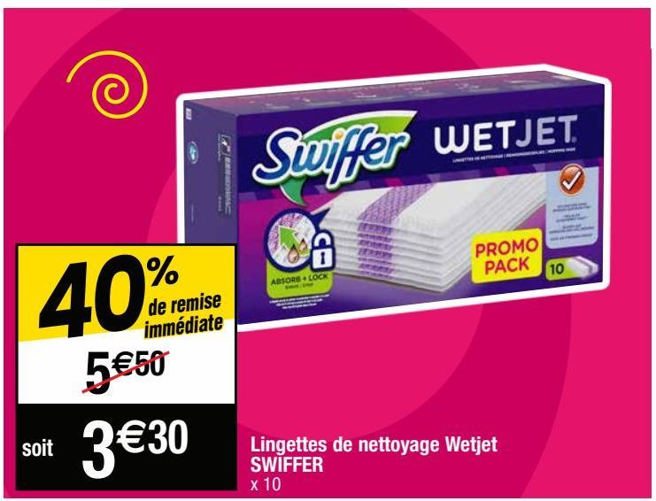 Lingettes de nettoyage Swiffer offre à 3,3€