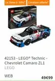 Le 2ème à -50%* Livraison offerte*  TECHNIC  42153 - LEGO® Technic - Chevrolet Camaro ZL1 LEGO  WEB  49€99  offre sur Maxi Toys