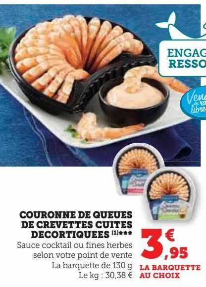 couronne de queues de crevettes cuites decortiques