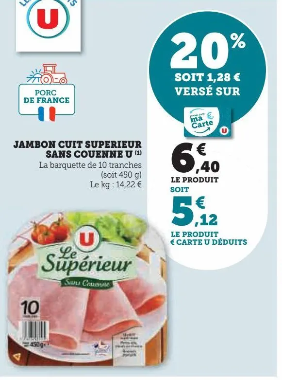 jambon cuit superieur sans couenne u