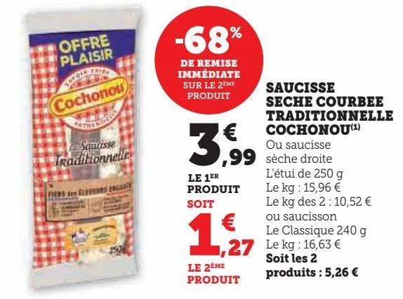 saucisse seche courbee traditionnelle cochonou