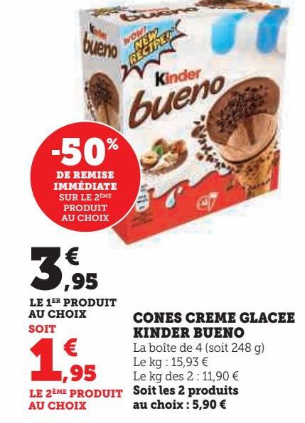 CONES CREME GLACEE KINDER BUENO 