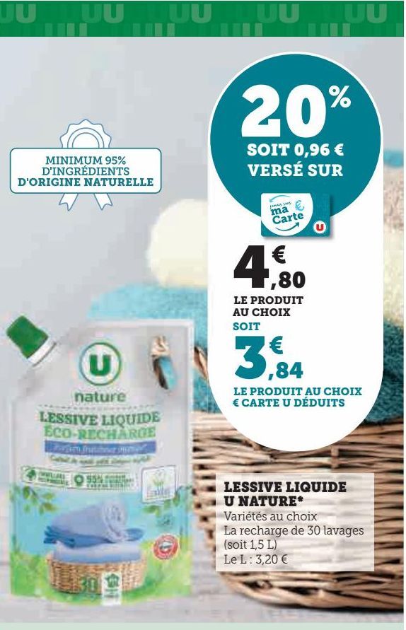 LESSIVE LIQUIDE U NATURE 