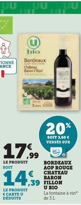 BORDEAUX AOP ROUGE CHATEAU BARON FILLON U BIO 