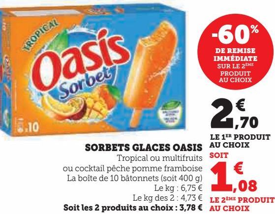 SORBETS GLACES OASIS 