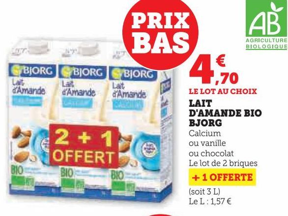 LAIT D'AMANDE BIO BJORG 