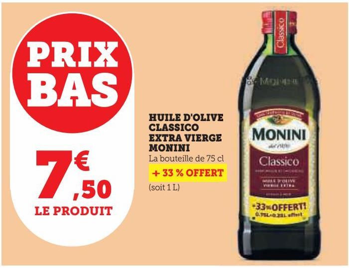 HUILE D'OLIVE CLASSICO EXTRA VIERGE MONINI 