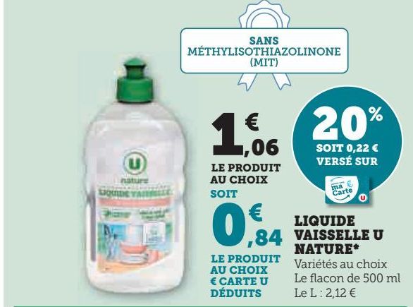 LIQUIDE VAISSELLE U NATURE 