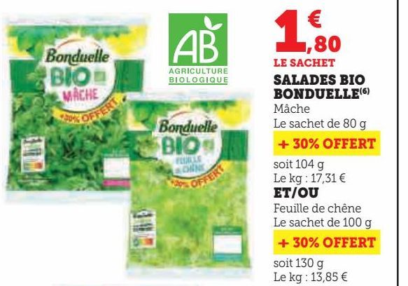 SALADES BIO BONDUELLE 