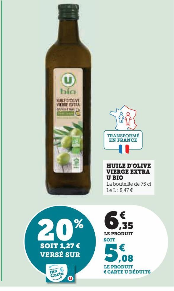 HUILE D'OLIVE VIERGE EXTRA U BIO