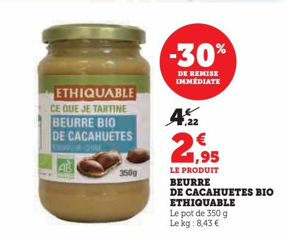 BEURRE DE CACAHUETES BIO ETHIQUABLE