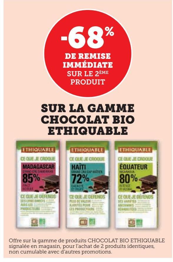 SUR LA GAMME CHOCOLAT BIO ETHIQUABLE