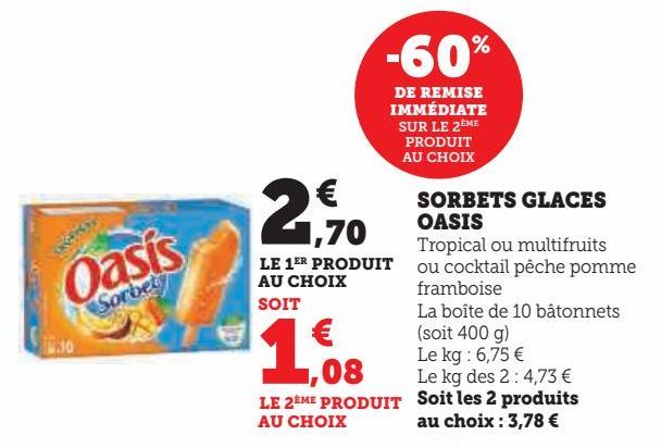 SORBETS GLACES OASIS