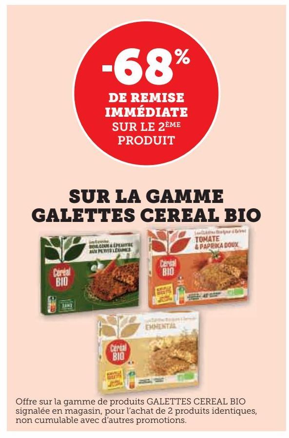 SUR LA GAMME GALETTES CEREAL BIO