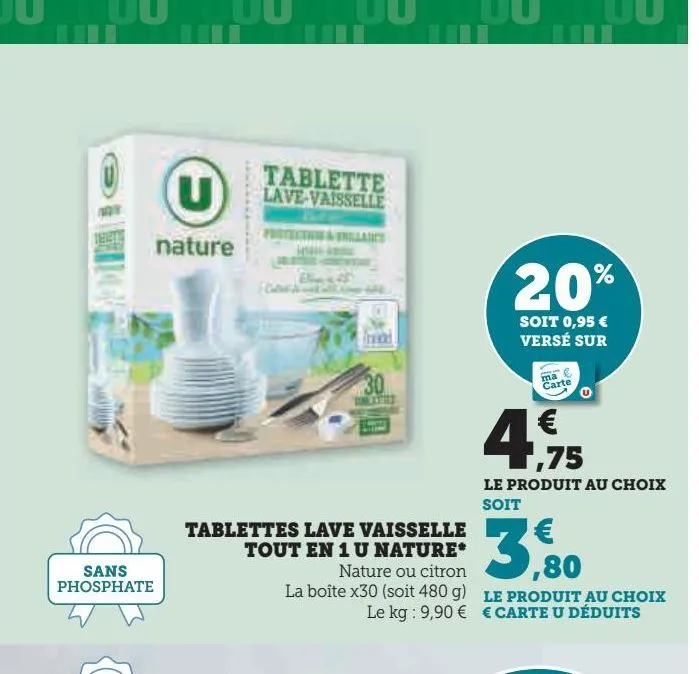 tablettes lave vaisselle tout en 1 u nature