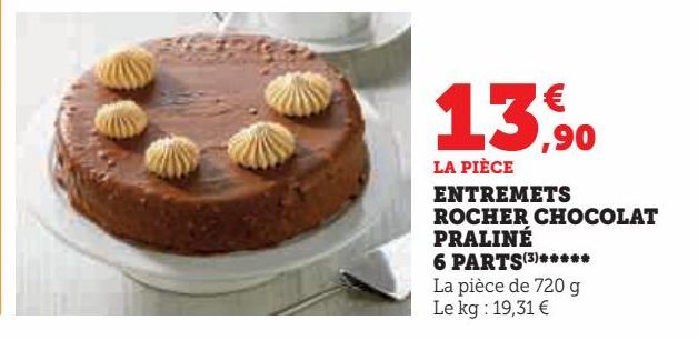 ENTREMETS ROCHER CHOCOLAT PRALINÉ 6 PARTS