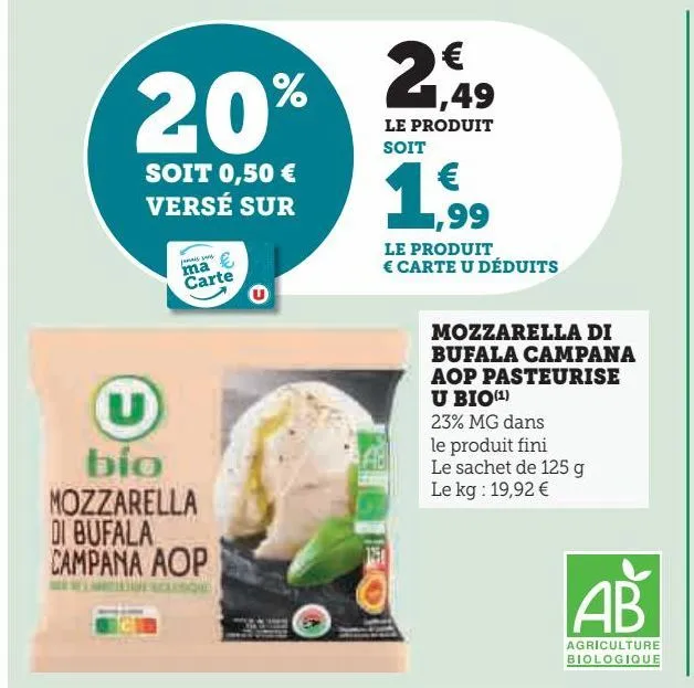 mozzarella di bufala campana aop pasteurise u bio