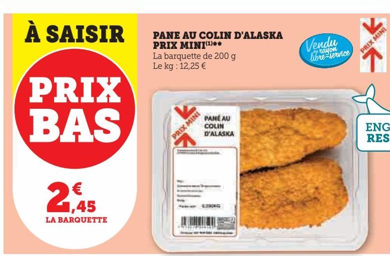 PANE AU COLIN D'ALASKA PRIX MINI