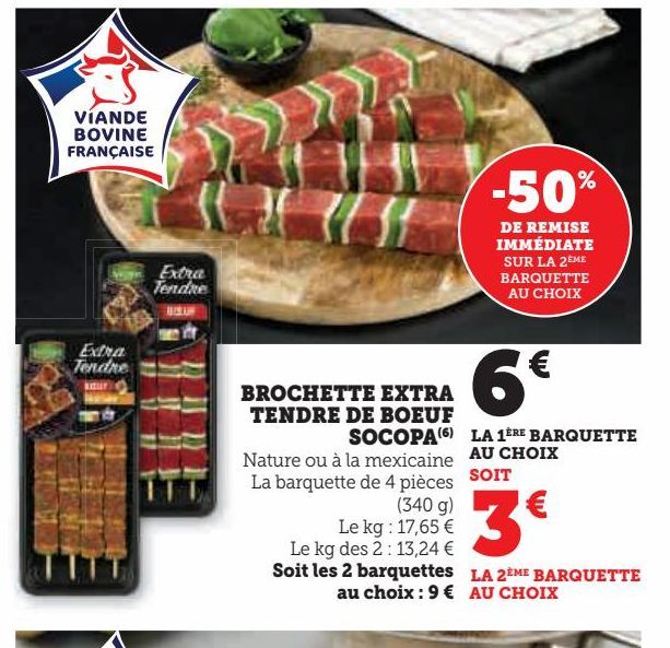 BROCHETTE EXTRA TENDRE DE BOEUF SOCOPA