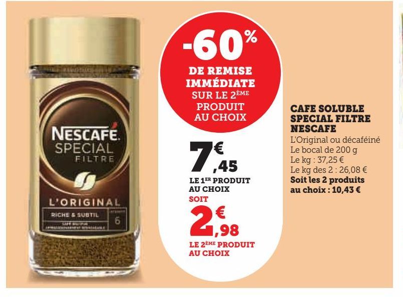 CAFE SOLUBLE SPECIAL FILTRE NESCAFE