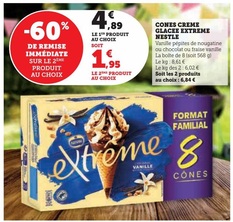 CONES CREME GLACEE EXTREME NESTLE