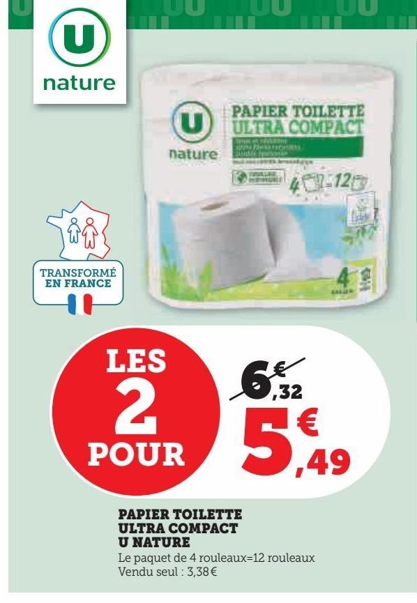 PAPIER TOILETTE ULTRA COMPACT U NATURE