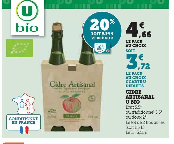 CIDRE ARTISANAL U BIO