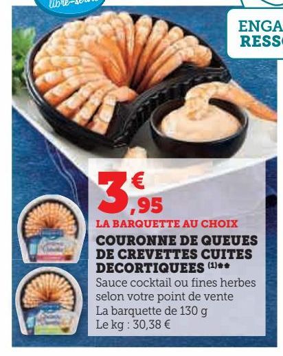 COURONNE DE QUEUES DE CREVETTES CUITES DECORTIQUEES