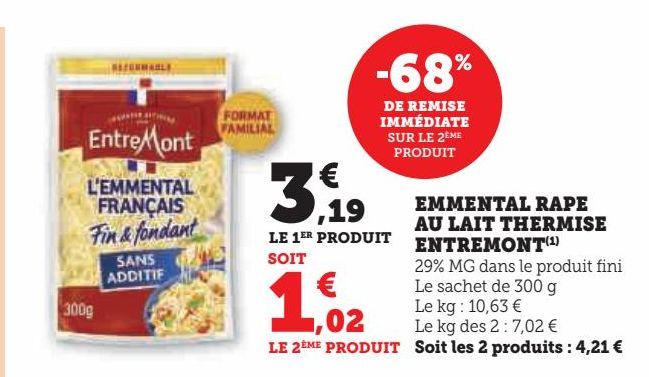 EMMENTAL RAPE AU LAIT THERMISE ENTREMONT