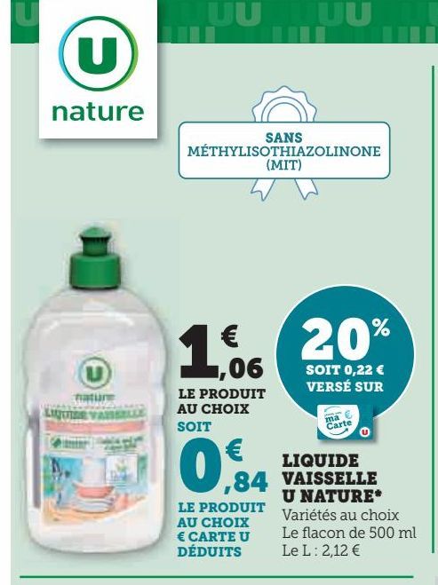 LIQUIDE VAISSELLE U NATURE