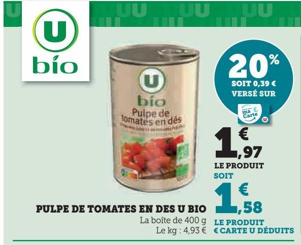 PULPE DE TOMATES EN DES U BIO