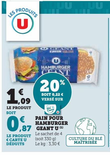 PAIN POUR HAMBURGER GEANT U