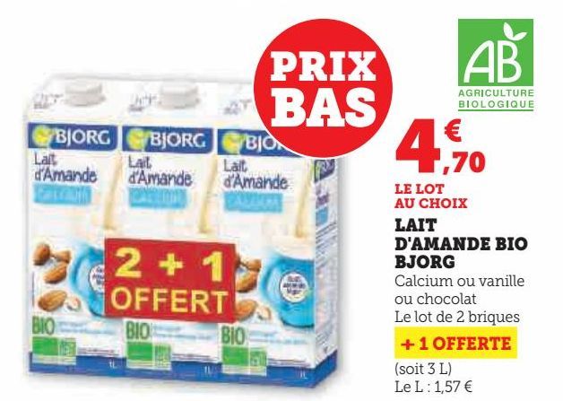 LAIT D'AMANDE BIO BJORG