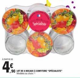 Specialiste  ,90 LOT DE 6 BOCAUX À CONFITURE "SPECIALISTE" Modèles au choix 