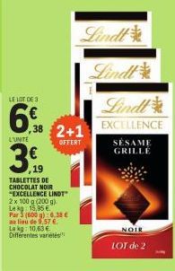 chocolat noir Lindt