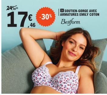 24,95  € -30%  ,46  3 SOUTIEN-GORGE AVEC ARMATURES EMILY COTON  Bestform 