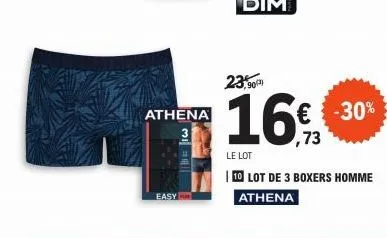 athena  3  easy  || w  23,90  ,73  le lot  10 lot de 3 boxers homme athena  -30% 