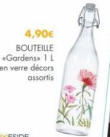4,90€  BOUTEILLE «Gardens» 1 L en verre décors  assortis 