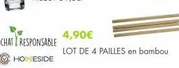 achat responsable 4,90€  homeside  lot de 4 pailles en bambou 