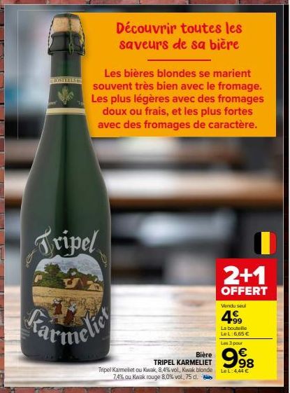 EXISTEEL  Tripel  Les bières blondes se marient souvent très bien avec le fromage. Les plus légères avec des fromages doux ou frais, et les plus fortes avec des fromages de caractère.  Découvrir toute