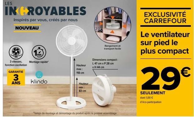 ventilateur sur pied Carrefour