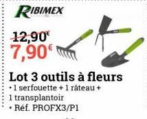 RIBIMEX  12,90 7,90€  Lot 3 outils à fleurs  •1 serfouette + 1 râteau +  1 transplantoir  • Réf. PROFX3/P1  23 
